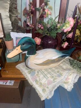 Vintage hand painted wooden Mallard duck